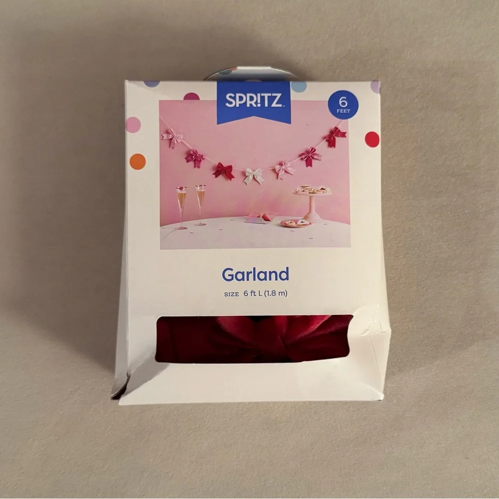 Spritz Pink & Red Bow Garland